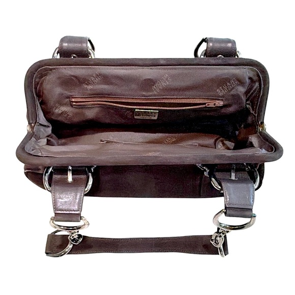 Stuart Weitzman Brown Suede Shoulder Bag I Crystal Buckle Hardware - Picture 8 of 13